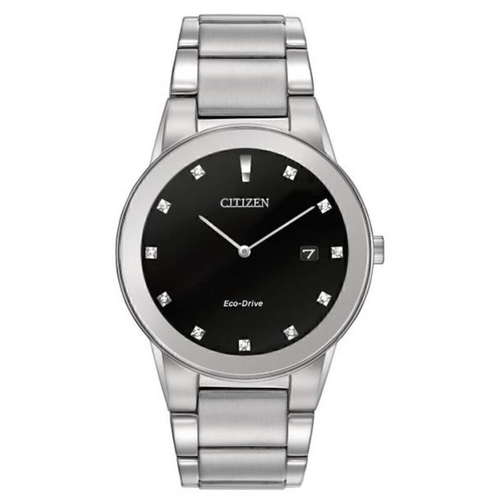 Citizen Eco-Dr Silver-Tone Blk Dial NWT
